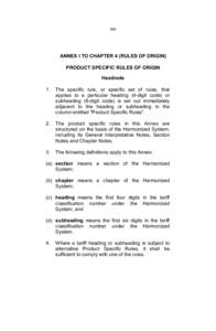 860  ANNEX I TO CHAPTER 4 (RULES OF ORIGIN) PRODUCT SPECIFIC RULES OF ORIGIN Headnote 1.