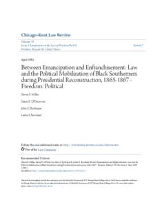 Between Emancipation and Enfranchisement: Law and the Political Mobilization of Black Southerners during Presidential Reconstruction, Freedom: Political