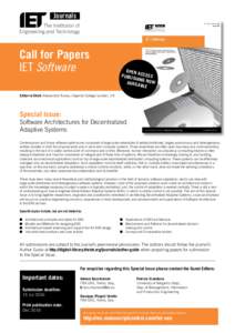 Journals  Call for Papers IET Software  OPEN