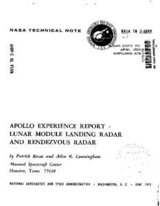 Apollo experience report - lunar module landing radar and rendezvous radar