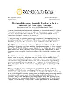 For Immediate Release Sept. 17, 2014 Contact: Loie Fecteau Cell[removed]