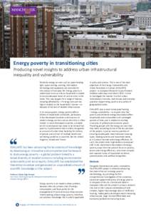 Energy poverty in transitioning cities  Producing novel insights to address urban infrastructural inequality and vulnerability Domestic energy services such as space heating, light, space cooling, cooking, information