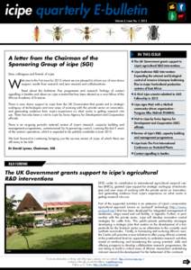 icipe quarterly e-bulletin Volume 3, Issue No. 1, 2013 In this issue  A letter from the Chairman of the