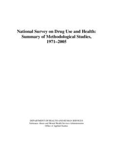 National Survey on Drug Use and Health: Summary of Methodological Studies, [removed]