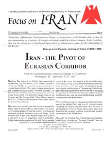 A monthly publication dedicated to the liberation and freedom a/the Iranian people  Focus on VO~M1 1 v, N o. II  NO\'l,\IIIr.l1