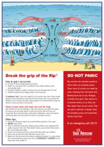 Break the grip of the Rip®  DO NOT PANIC How to spot a rip current: