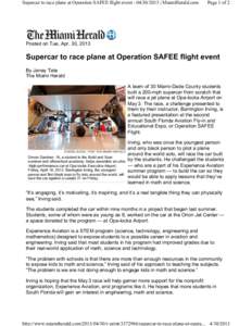 Supercar to race plane at Operation SAFEE flight event | MiamiHerald.com  Page 1 of 2 Posted on Tue, Apr. 30, 2013