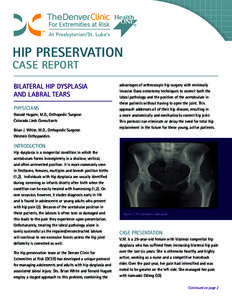 HIP PRESERVATION CASE REPORT BILATERAL HIP DYSPLASIA AND LABRAL TEARS PHYSICIANS