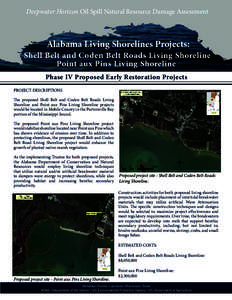Deepwater Horizon Oil Spill Natural Resource Damage Assessment  Alabama Living Shorelines Projects: Shell Belt and Coden Belt Roads Living Shoreline Point aux Pins Living Shoreline