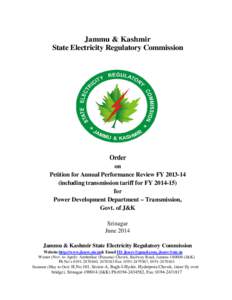 Jammu & Kashmir State Electricity Regulatory Commission Order on Petition for Annual Performance Review FY