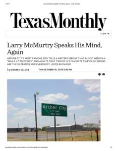 [removed]Larry McMurtry Speaks His Mind, Again | Texas Monthly SI GN