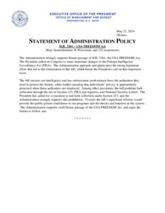 Statement of Administration Policy on H.R[removed]USA FREEDOM Act