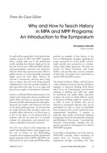 From the Guest Editor  Why and How to Teach History in MPA and MPP Programs: An Introduction to the Symposium Richardson Dilworth