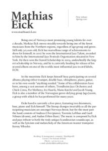 Mathias Eick Press release Spring 2010