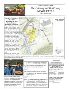 TOWN OF RICH CREEK  The Gateway to Giles County NEWSLETTER FALL/WINTER 2016