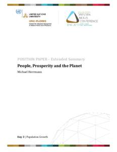 POSITION PAPER – Extended Summary  People, Prosperity and the Planet Michael Herrmann  Day 3 | Population Growth