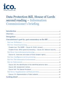 Data Protection Bill, House of Lords second reading – Information Commissioner’s briefing Introduction .................................................................................................................