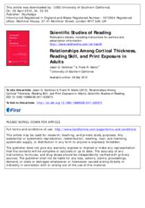 This article was downloaded by: [USC University of Southern California] On: 03 April 2012, At: 10:53 Publisher: Routledge Informa Ltd Registered in England and Wales Registered Number: [removed]Registered office: Mortimer