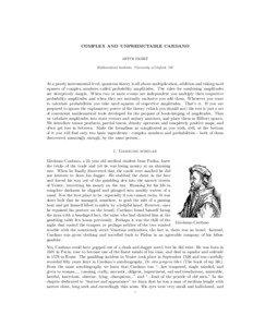 COMPLEX AND UNPREDICTABLE CARDANO ARTUR EKERT Mathematical Institute, University of Oxford, UK