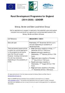 The European Agricultural Fund for Rural Development: Europe investing in rural areas  Rural Development Programme for England