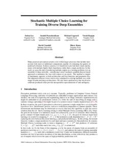 Stochastic Multiple Choice Learning for Training Diverse Deep Ensembles Stefan Lee Virginia Tech 