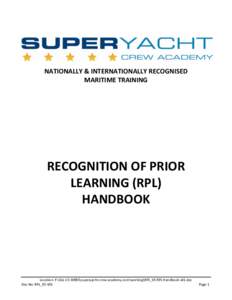 NATIONALLY & INTERNATIONALLY RECOGNISED MARITIME TRAINING RECOGNITION OF PRIOR LEARNING (RPL) HANDBOOK