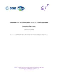 ASSESSMENT OF UK PARTICIPATION TO THE ELIPS PROGRAMME