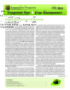 July 2016 Crop Management Integrated Pest Management  Integrated Pest