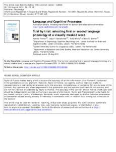 Language acquisition / Neurolinguistics / Phonology / Second language phonology / Priming / Bilingual Interactive Activation Plus / Lexical decision task / Language attrition / Mind / Linguistics / Cognitive science