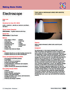 Making Atoms Visible  Electroscope Easily create an electroscope to detect static electricity and radiation.