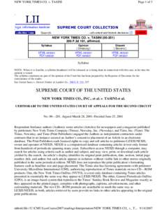 NEW YORK TIMES CO. v. TASINI  Page 1 of 3 SUPREME COURT COLLECTION --all current and historic decisions