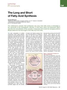 Leading Edge  Previews The Long and Short of Fatty Acid Synthesis Howard Riezman1,*