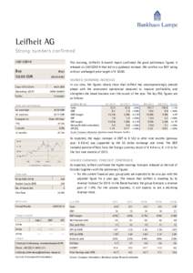 Leifheit AG Strong numbers confirmedBuyEUR