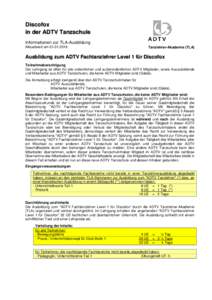 TLA-Infos-ADTV-Fachtanzlehrer Level 2-Discofox-2016