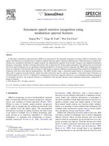 Available online at www.sciencedirect.com  Speech Communication–785 www.elsevier.com/locate/specom  Automatic speech emotion recognition using