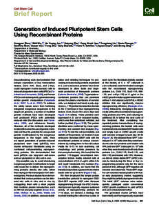 Generation of Induced Pluripotent Stem Cells Using Recombinant Proteins