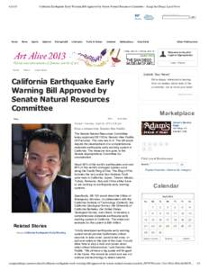 California Earthquake Early Warning Bill Approved by Senate Natural Resources Committee - Scoop San Diego: Local News 60°