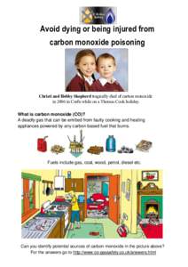 Avoid dying or being injured from carbon monoxide poisoning Christi and Bobby Shepherd tragically died of carbon monoxide in 2006 in Corfu while on a Thomas Cook holiday.