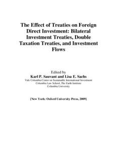 The Effect of Treaties on Foreign Direct Investment: Bilateral Investment Treaties, Double Taxation Treaties, and Investment Flows