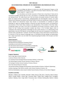 FIRST CIRCULAR XVIII INTERNATIONAL CONGRESS ON THE CARBONIFEROUS AND PERMIAN (ICCP[removed]Invitation It is our privilege and pleasure to invite you to the XVIII International Congress on the Carboniferous and Permian, to 