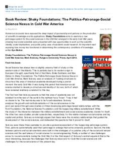 Book Review: Shaky Foundations: The Politics-Patronage-Social Science Nexus in Cold War America