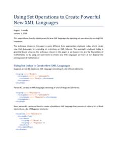 Using Set Operations to Create Powerful New XML Languages
