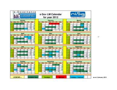 e Gov LM Calendar for year 2012 Su Mo