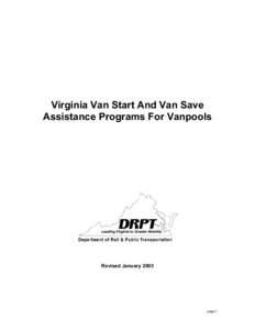 Virginia Van Start And Van Save Assistance Programs For Vanpools Revised Januarypage 1