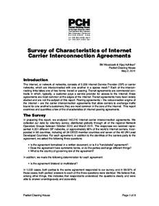 Survey of Characteristics of Internet Carrier Interconnection Agreements