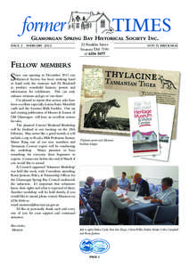 Glamorgan Spring Bay Historical Society Inc. 22 Franklin Street Swansea TAS 7190 ☞ issue 2 february 2012