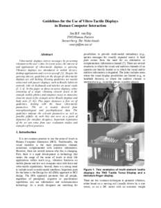Guidelines for the Use of Vibro-Tactile Displays in Human Computer Interaction Jan B.F. van Erp TNO Human Factors Soesterberg, The Netherlands 