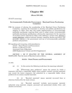 2014 Regular Session  - House Bill 629 Chapter