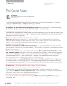 10 Questions  Reprinted from Morningstar Advisor October/NovemberThe Quant Factor
