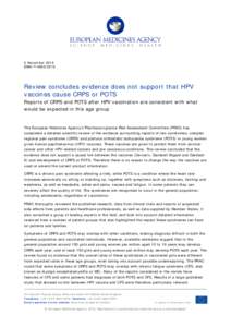 Review concludes evidence does not support that HPV vaccines cause CRPS or POTS